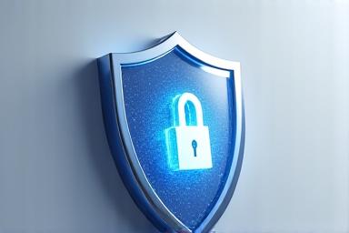 개인정보 보호를 상징하는 법적 방패와 보안 자물쇠 아이콘