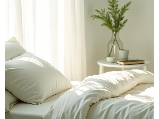 미니멀한 디자인의 아침 루틴을 보여주는 침실